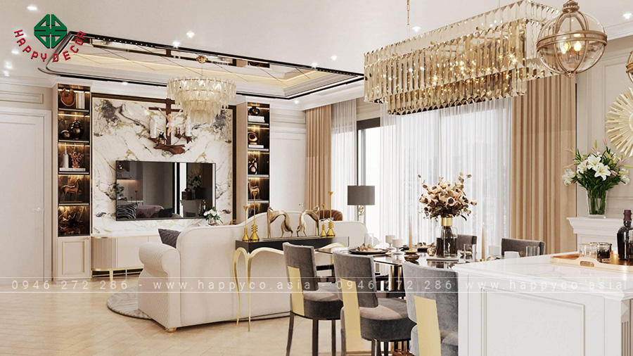 Thiết kế phòng ăn được kết nối với khu vực phòng khách