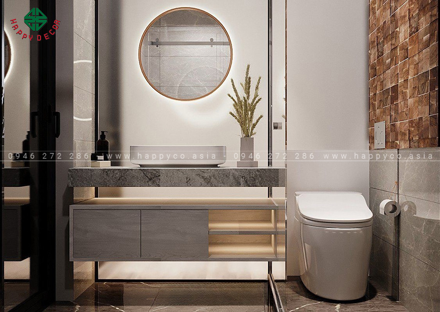 Không gian phòng tắm được trang bị đầy đủ tiện nghi đáp ứng nhu cầu của gia chủ
