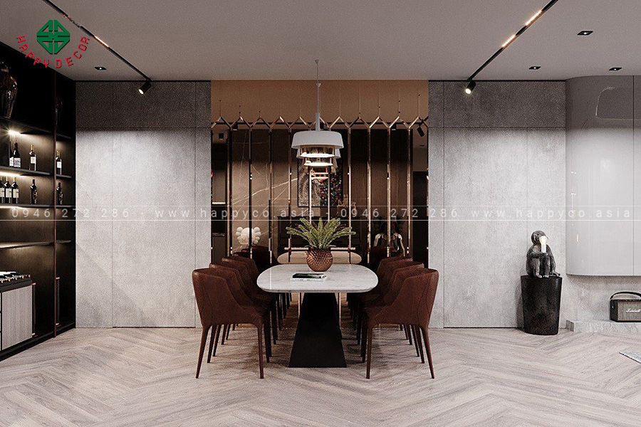 Không gian bếp được thiết kế đẹp mắt và kết nối với khu vực phòng khách