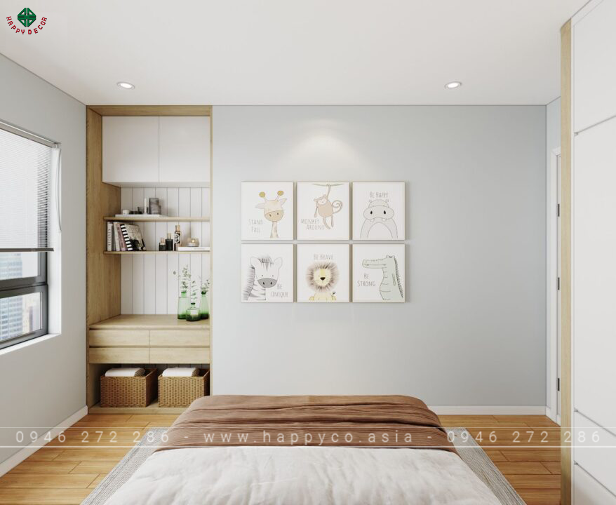 Phòng ngủ hiện đại kết hợp với bàn trang điểm tiện nghi cho gia chủ