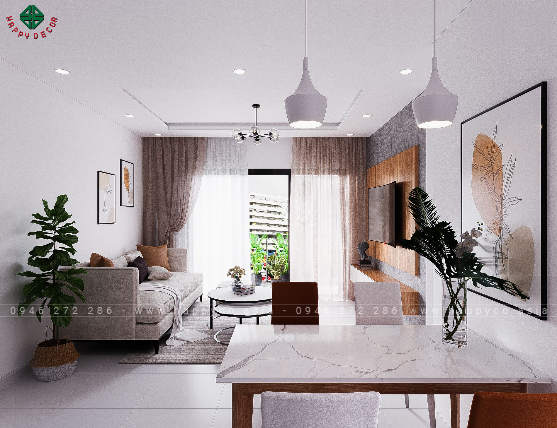 Dự án nội thất chung cư 2 phòng ngủ do Happy Decor thiết kế và thi công