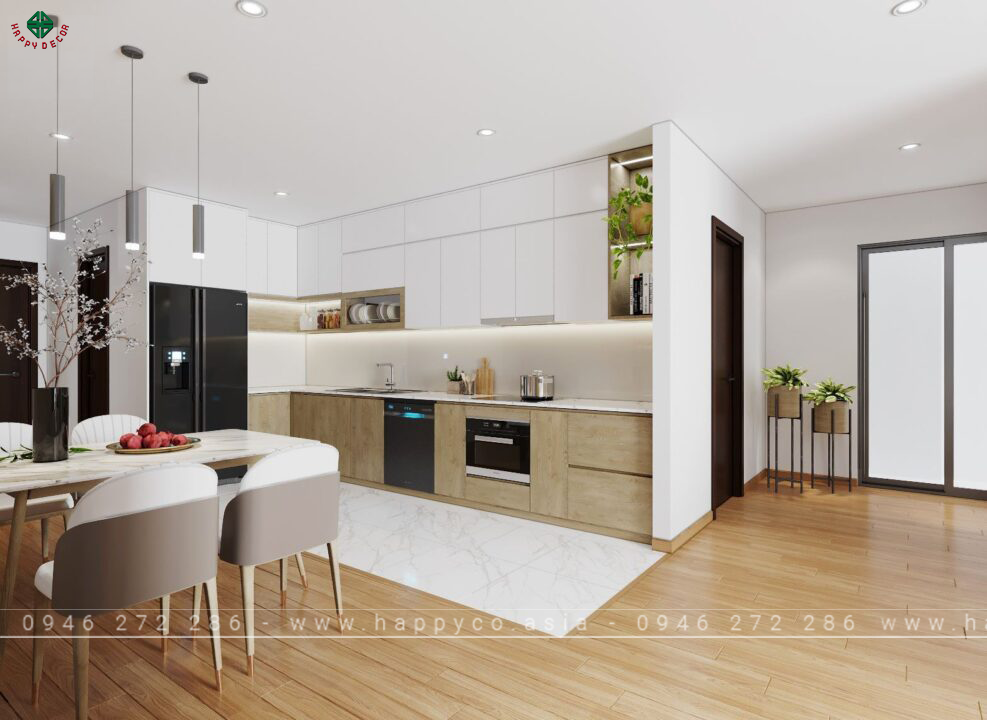 Tủ bếp hiện đại với đá cao cấp