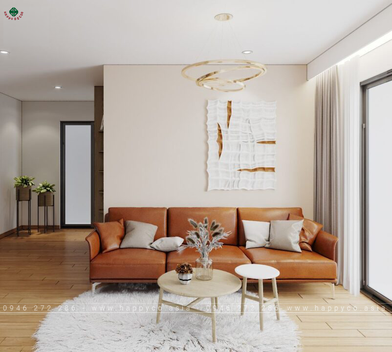 Phòng khách với sofa và bàn trà sang trọng