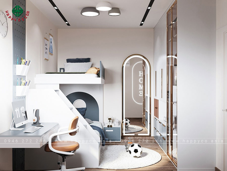 Khu vực học tập phù hợp được trang bị đầy đủ bàn ghế và các đồ nội thất khác