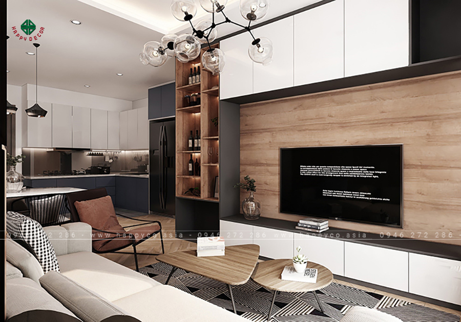 Khái niệm khu vực bố trí TV đơn giản và linh hoạt