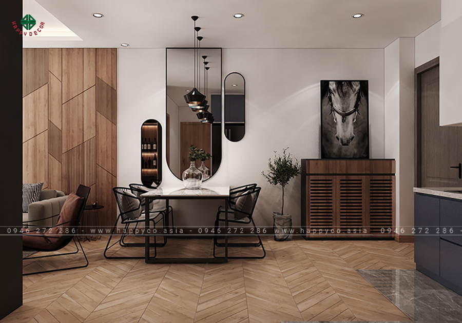 Các vật dụng trang trí cũng được lựa chọn kỹ lưỡng và sắp xếp khoa học tạo nên không gian ấm áp