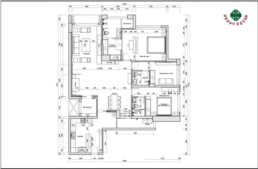 Bản thiết kế mặt bằng nội thất chung cư