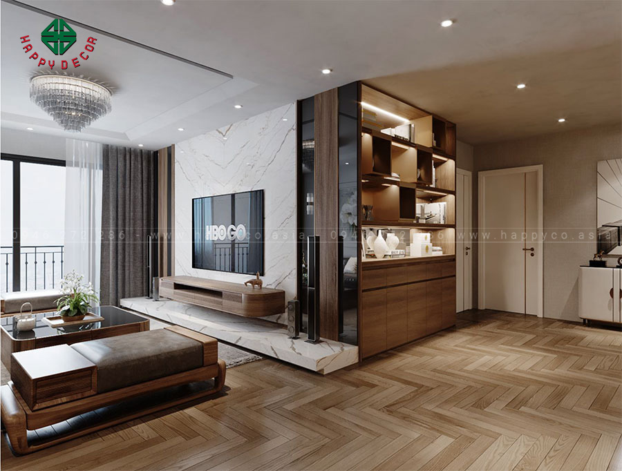 Nội thất chủ yếu được làm bằng gỗ cao cấp và bố trí khoa học.