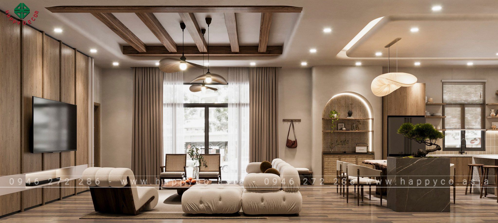 Với màu sắc trung tính, nhấn nhá bằng những chi tiết thô mộc, không hoàn hảo nhưng lại rất "có hồn".