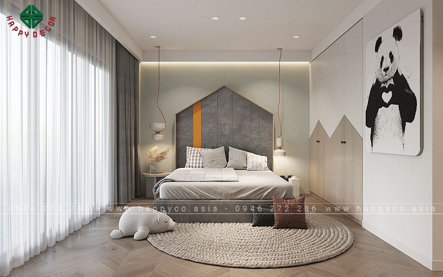 Phòng ngủ của bé 3 tuổi được sắp xếp, bày trí khoa học vừa hiện đại vừa tinh tế