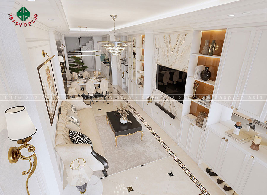 Thiết kế phòng khách ấn tượng lấy cảm hứng từ phong cách thiết kế tân cổ điển