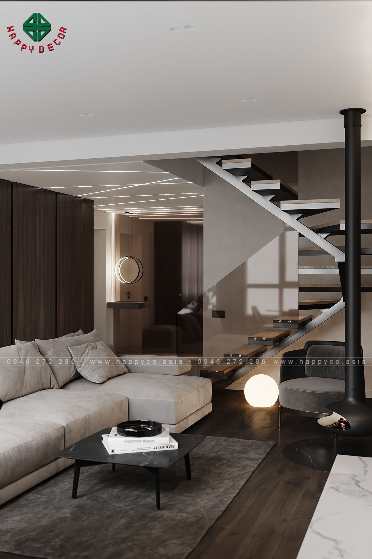 Sự kết hợp 2 phong cách hiện đại và sang trọng vào nội thất nhà phố 2PN