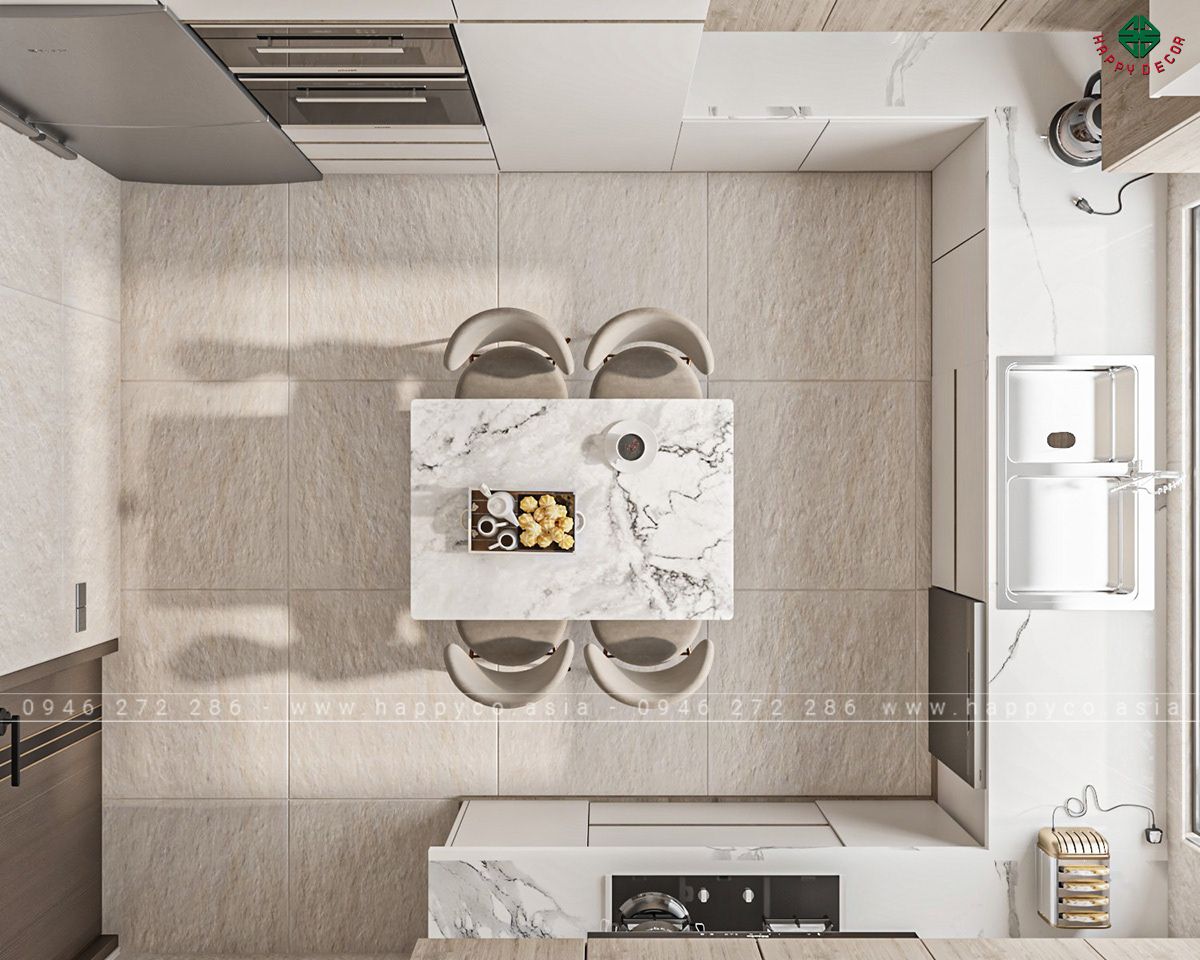 Căn bếp hiện đại của Happy Decor được trang bị đầy đủ các tính năng thông minh và tiện ích