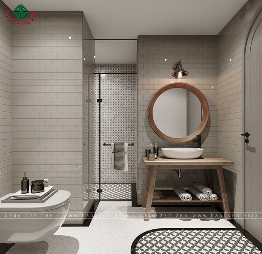 Không gian phòng tắm được trang bị đầy đủ tiện nghi và các nhu yếu phẩm hàng ngày đều đầy đủ