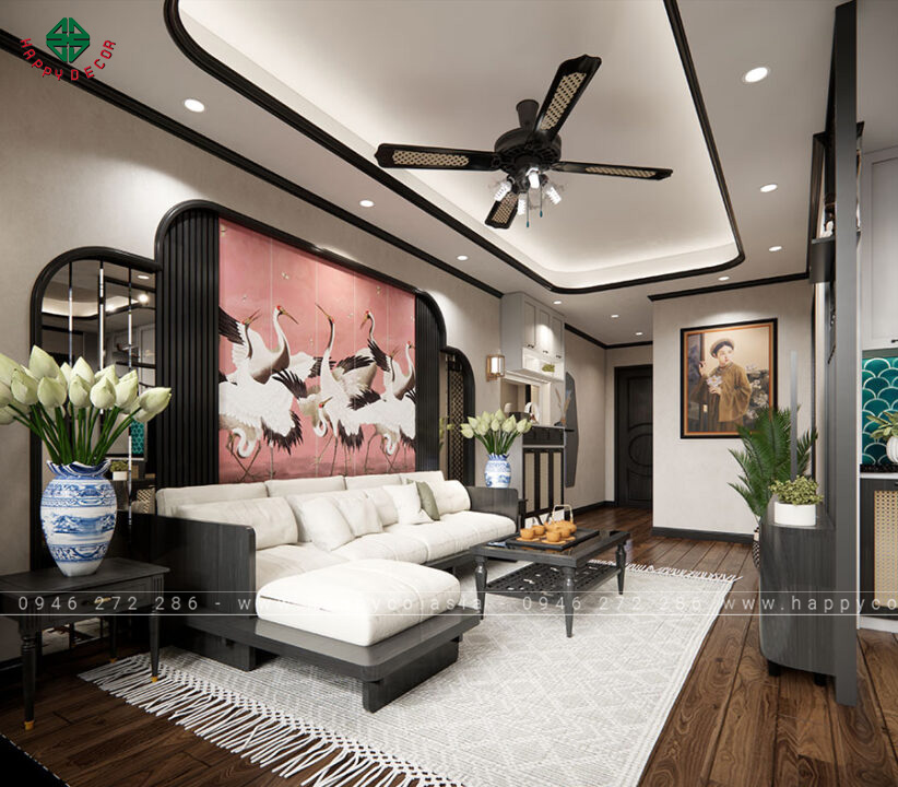 Màu sắc chủ đạo là màu trắng, được điểm nhấn bằng các màu khác tạo nên không gian sinh động, ấn tượng.