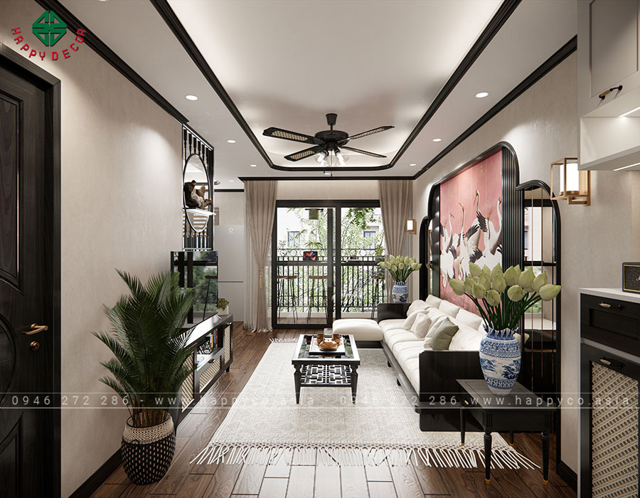 Không gian phòng khách lấy cảm hứng từ phong cách Indochine