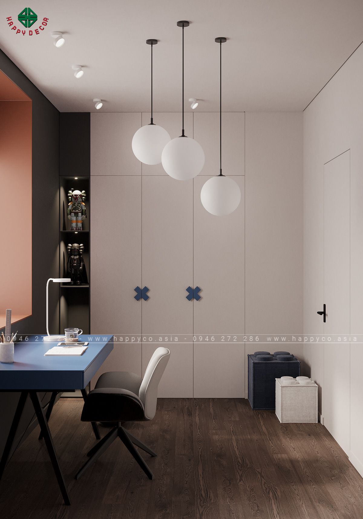 Tủ quần áo được thiết kế với nhiều ngăn chứa giúp trẻ tính tự lập và ngăn nắp