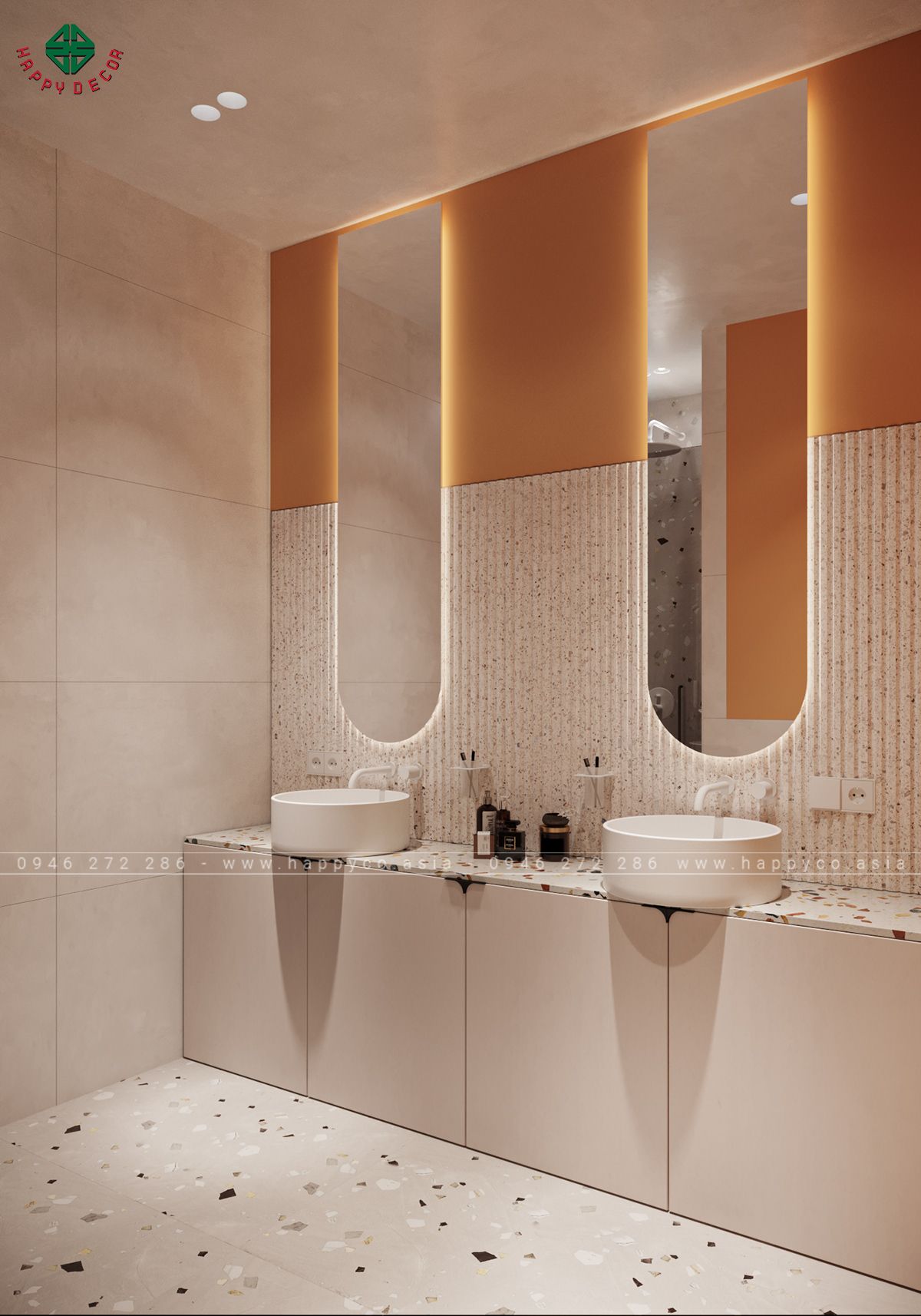 Màu sắc và chất liệu được lựa chọn kỹ lưỡng để tạo nên một không gian hiện đại