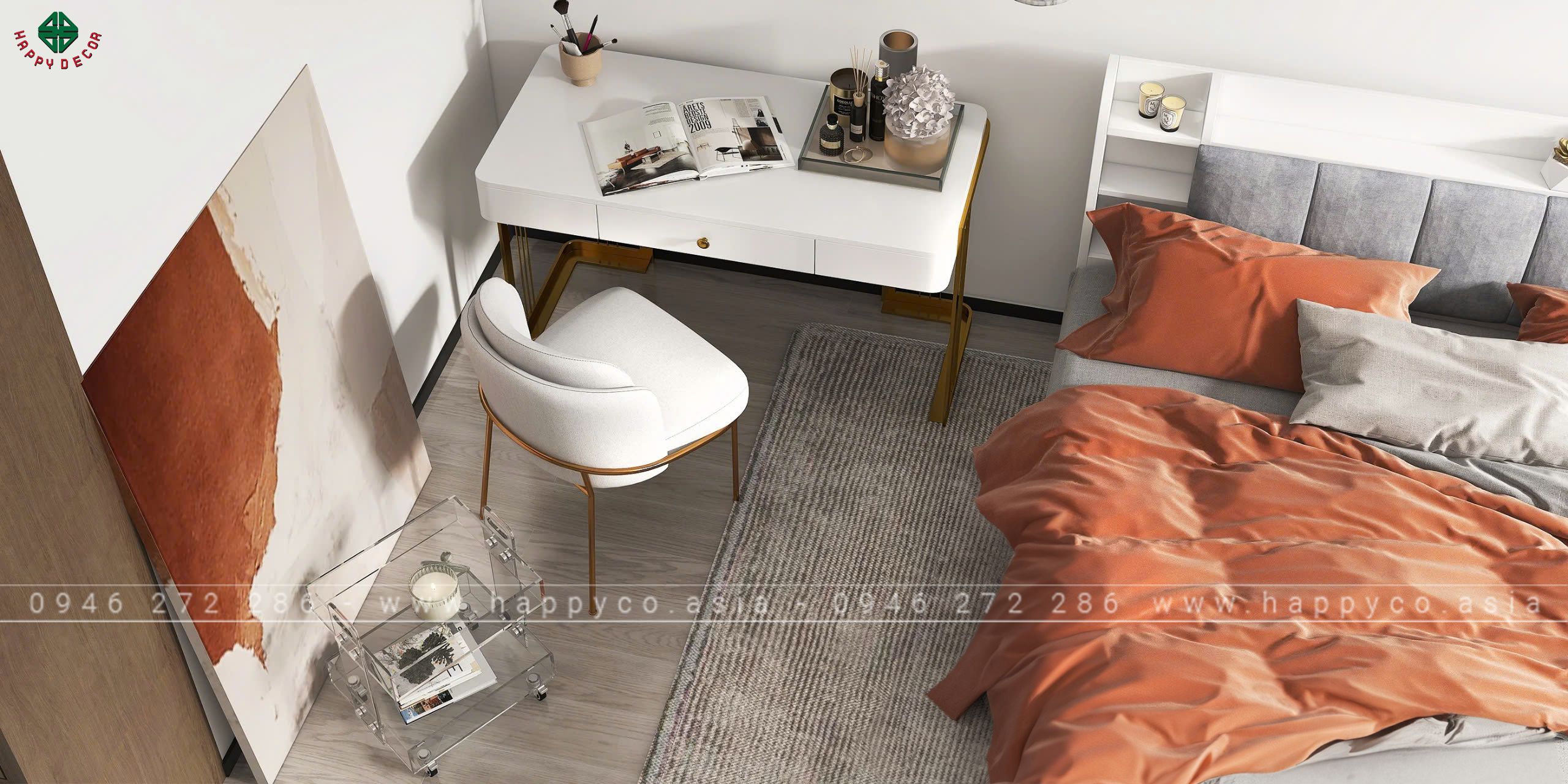 Thiết kế ánh sáng hợp lý với đèn treo tường, đèn bàn có thiết kế tinh tế, giúp không gian thêm phần sang trọng