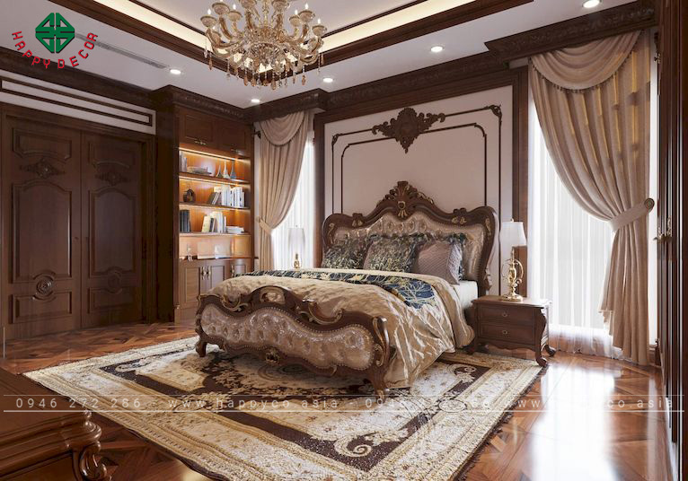 Phòng ngủ gỗ tự nhiên phong cách quý phái