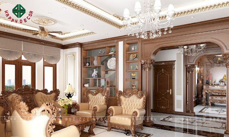 Biệt thự tân cổ điển sang trọng sử dụng gỗ tự nhiên