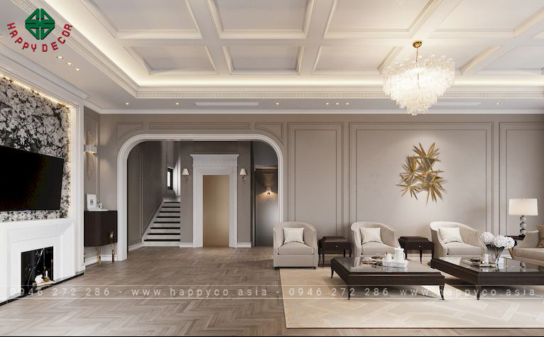 Mẫu thiết kế nội thất biệt thự tân cổ điển đơn giản