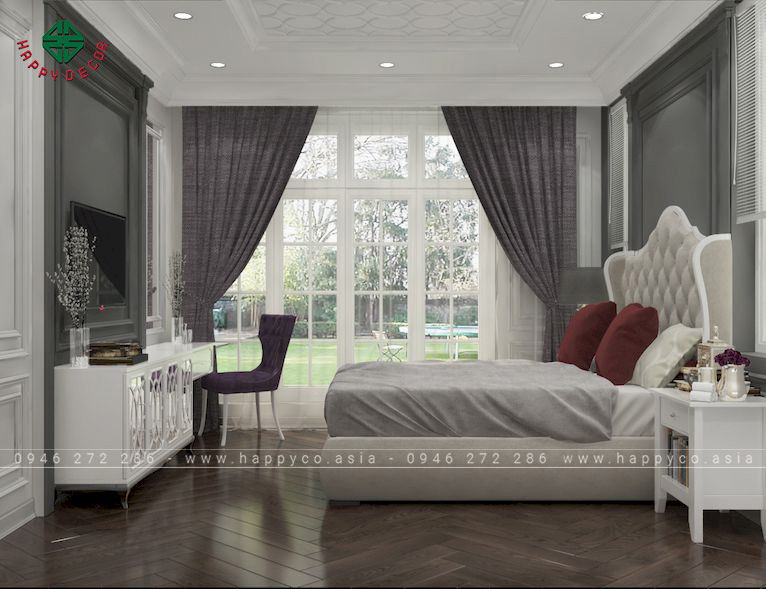 Thiết kế nội thất phòng ngủ biệt thự tân cổ điển