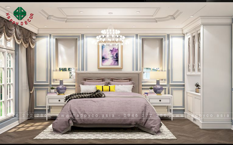 Thiết kế nội thất phòng ngủ tân cổ điển nữ tính