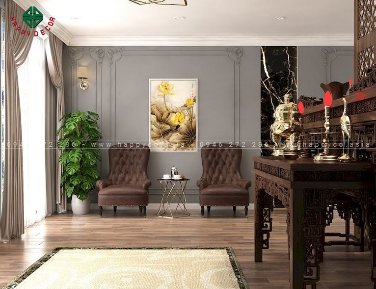 Mẫu thiết kế nội thất phòng thờ phong cách tân cổ điển