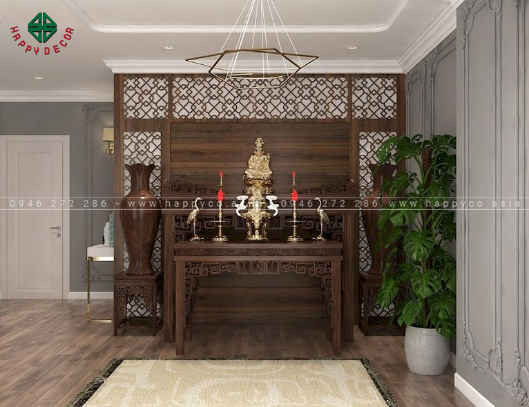 Mẫu thiết kế nội thất phòng thờ phong cách tân cổ điển