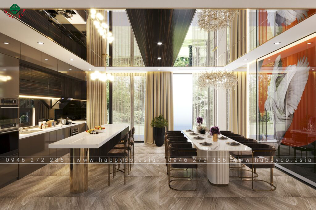 Thiết kế phòng bếp biệt thự hiện đại không chỉ là về mặt thẩm mỹ mà còn về tính năng sử dụng