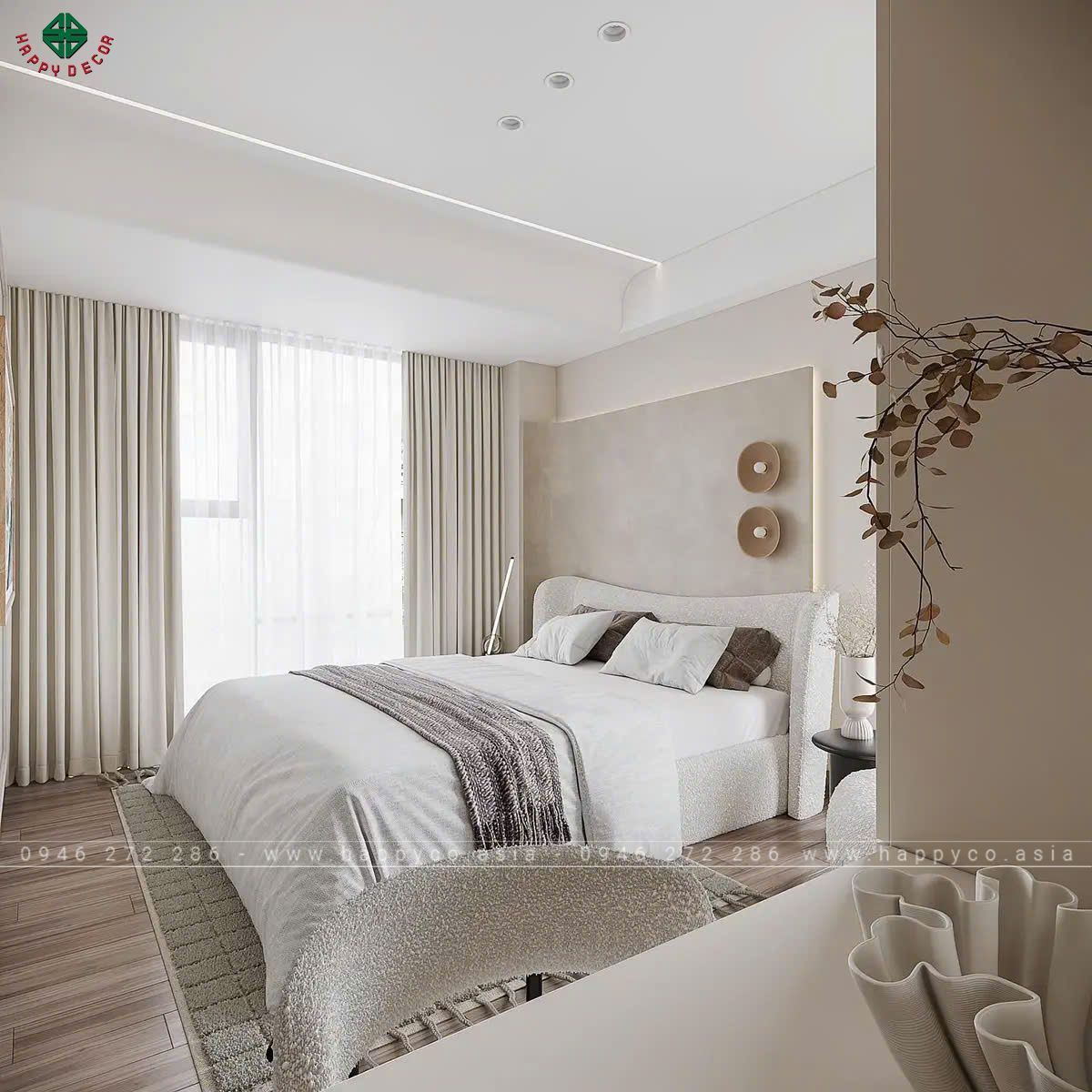 Nội thất căn hộ 1 PN với gam màu trung tính do Happy Decor thiết kế