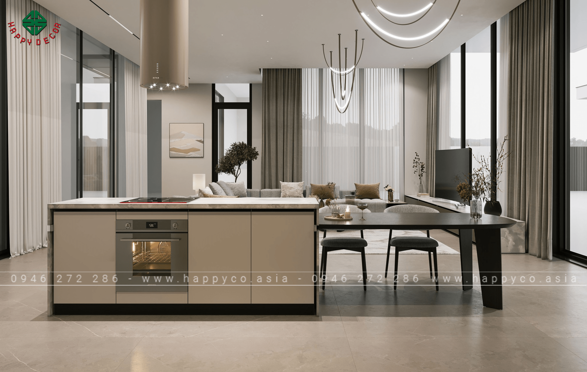 Thiết kế thi công full combo nội thất căn Biệt Thự tại TP.HCM - Happy Decor