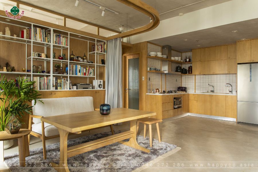 Khu vực bếp mở liền kề với phòng khách Khu vực bếp mở liền kề với phòng khách