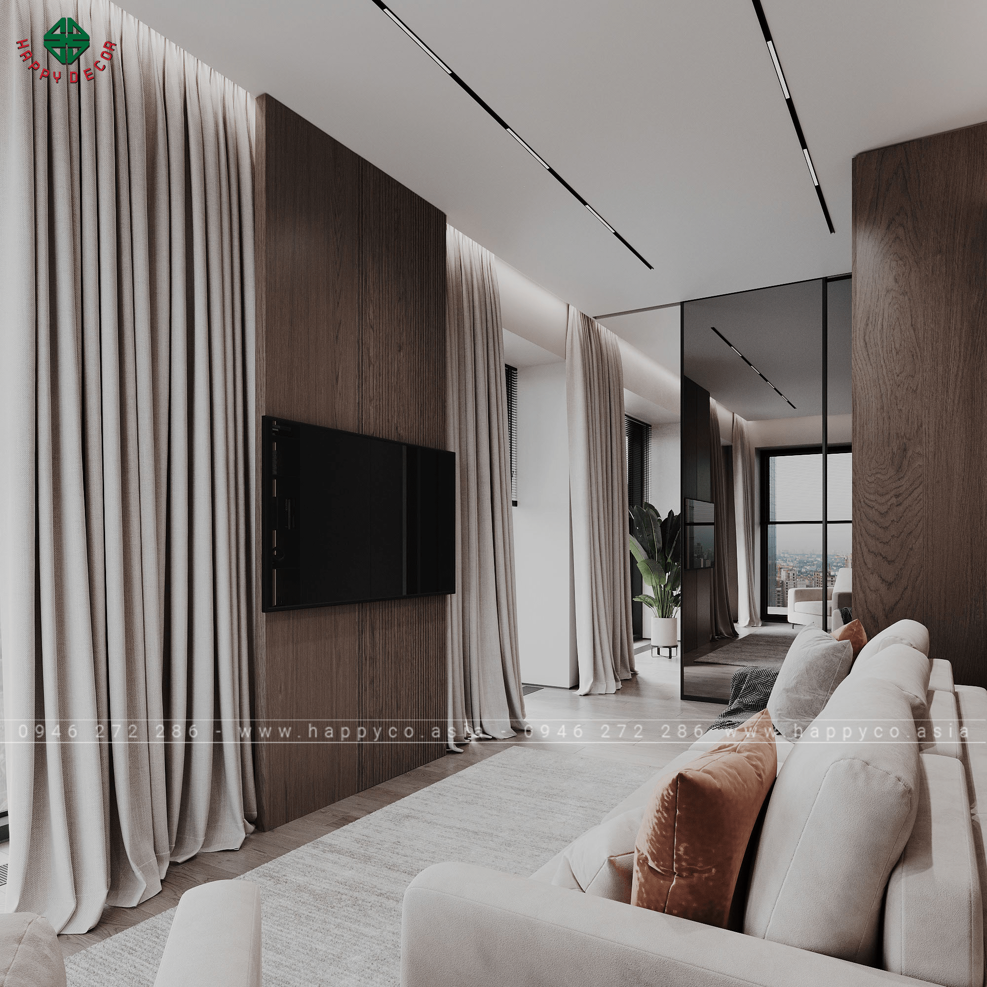 Không thể thiếu trong mọi thiết kế của Happy Decor là sự kết hợp giữa nội thất và công nghệ hiện đại