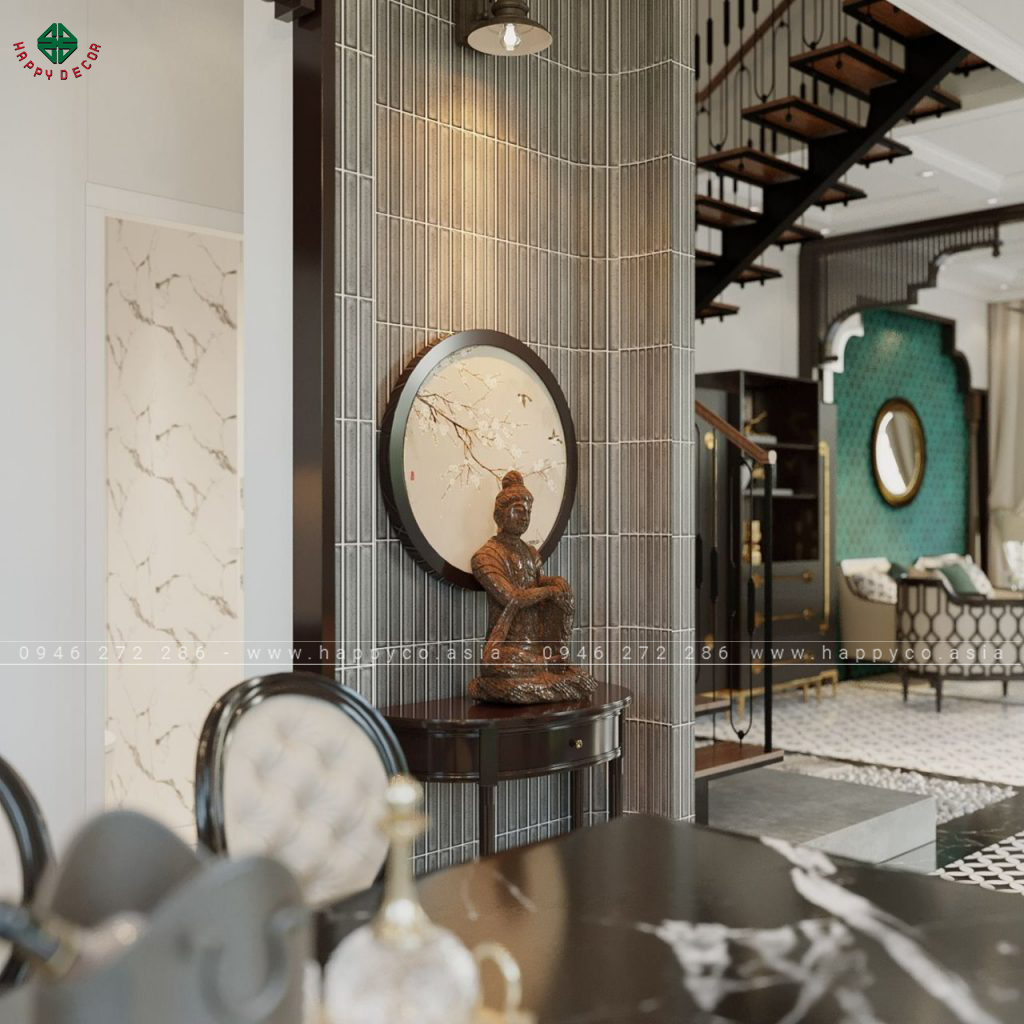 Phong cách Indochine thường sử dụng gam màu trầm như nâu, đỏ đất,..