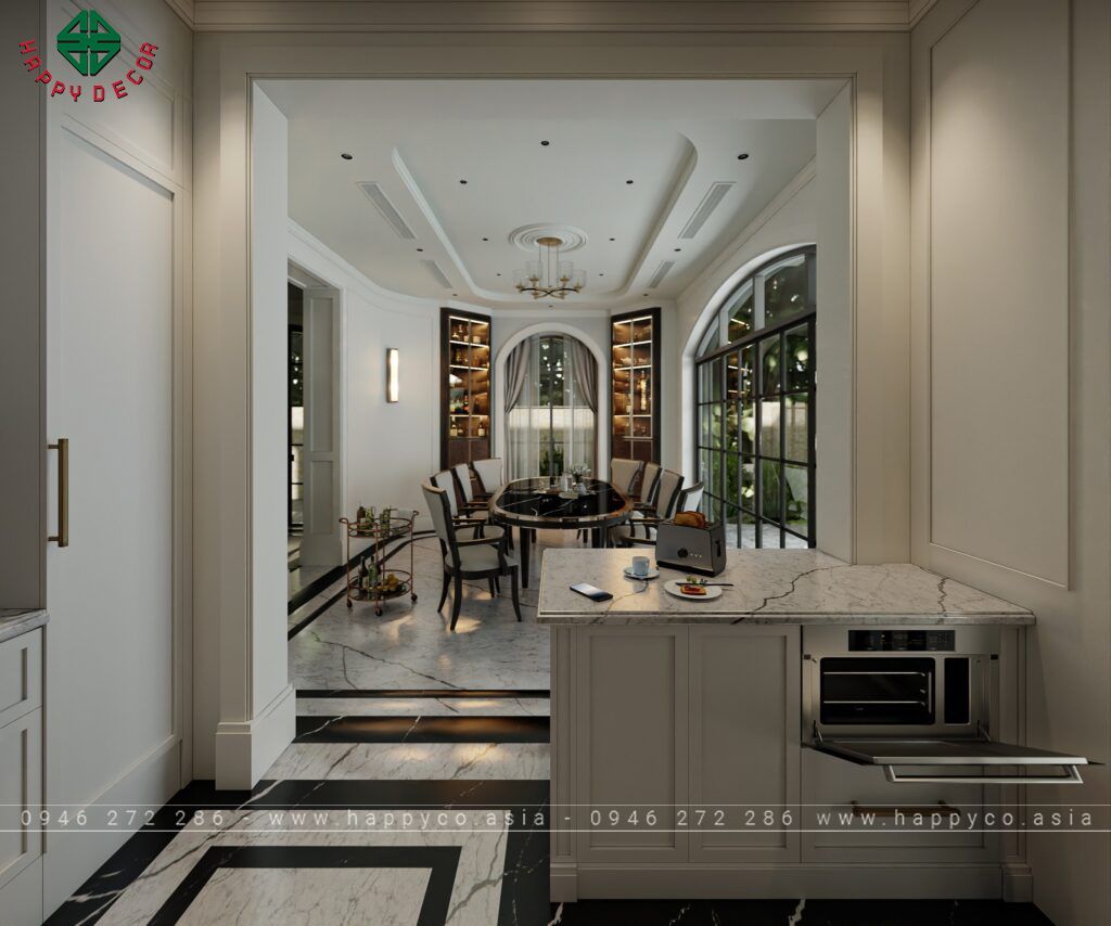 Vật liệu chủ yếu của phong cách Traditional là gỗ, đá, hoa, ...