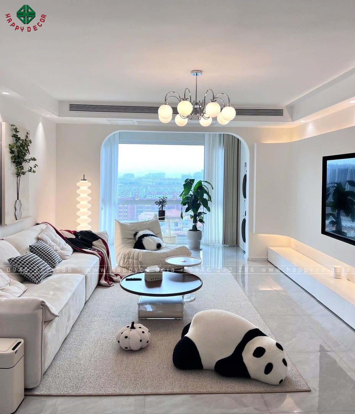 Thiết kế phòng khách hiện đại theo phong cách tối giản luôn nhấn mạnh sự gọn gàng, ngăn nắp