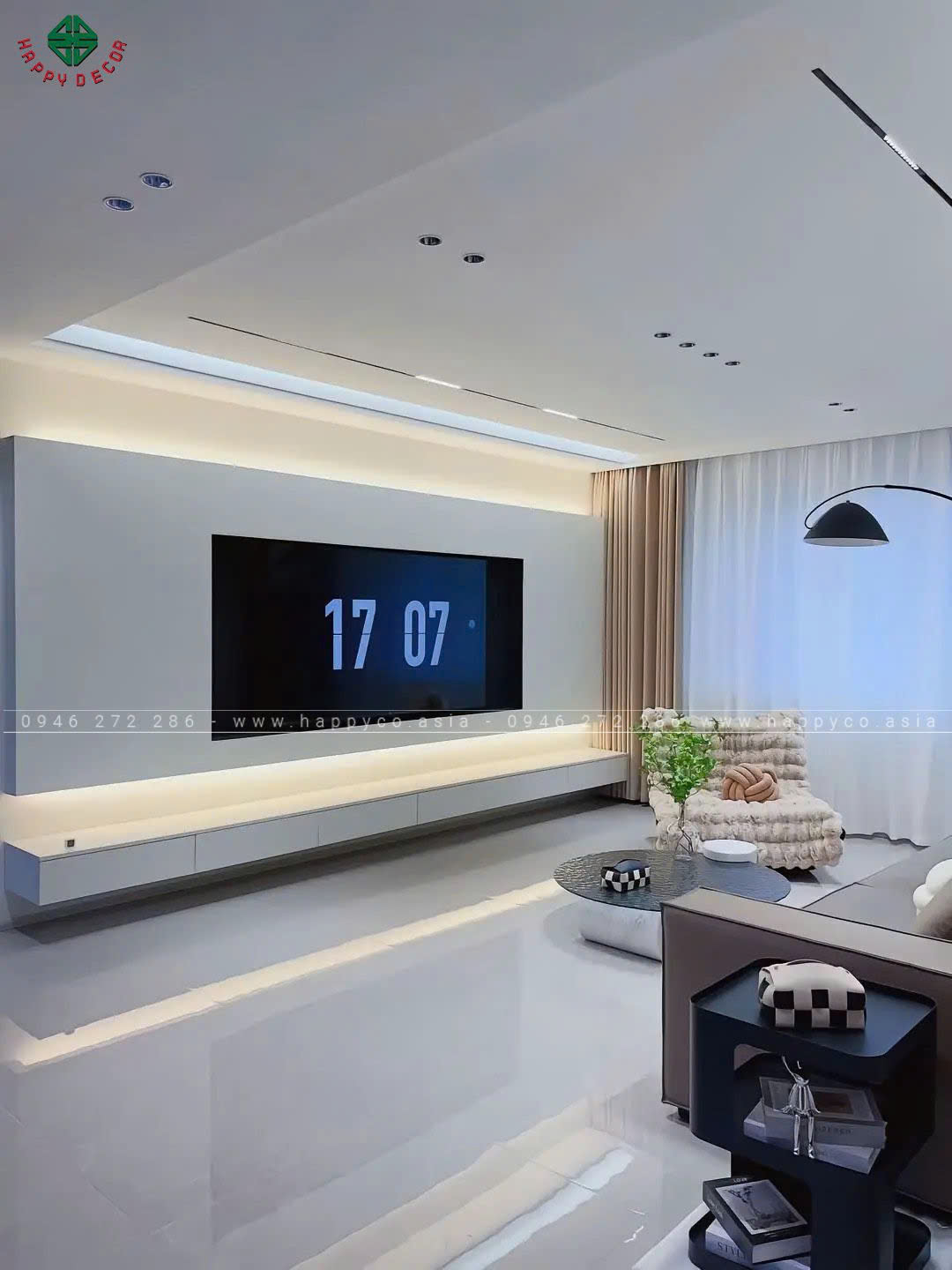 Thiết kế phòng khách của HAPPY DECOR không chỉ là nơi để đón tiếp khách mà còn là nơi thư giãn, giải trí và sống động mỗi ngày.