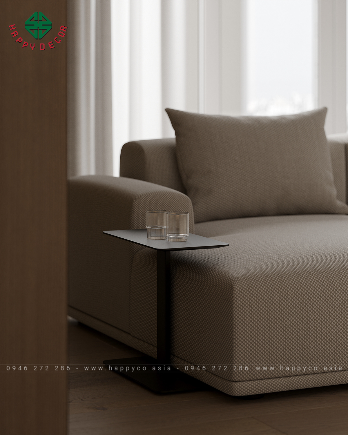 Chiếc ghế sofa hiện đại đặt để tăng thêm phần thẩm mỹ cho phòng khách