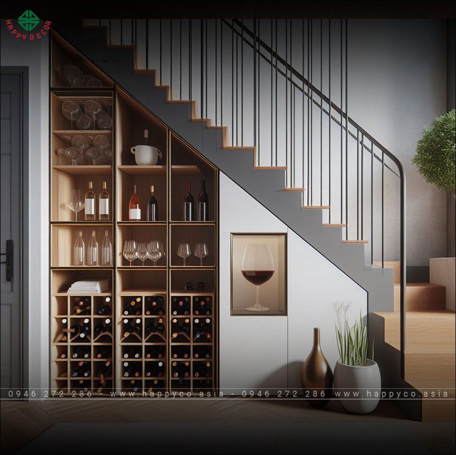 Kết hợp với hệ thồng đèn LED làm tăng thêm tính thẩm mỹ cho tủ rượu trưng bày