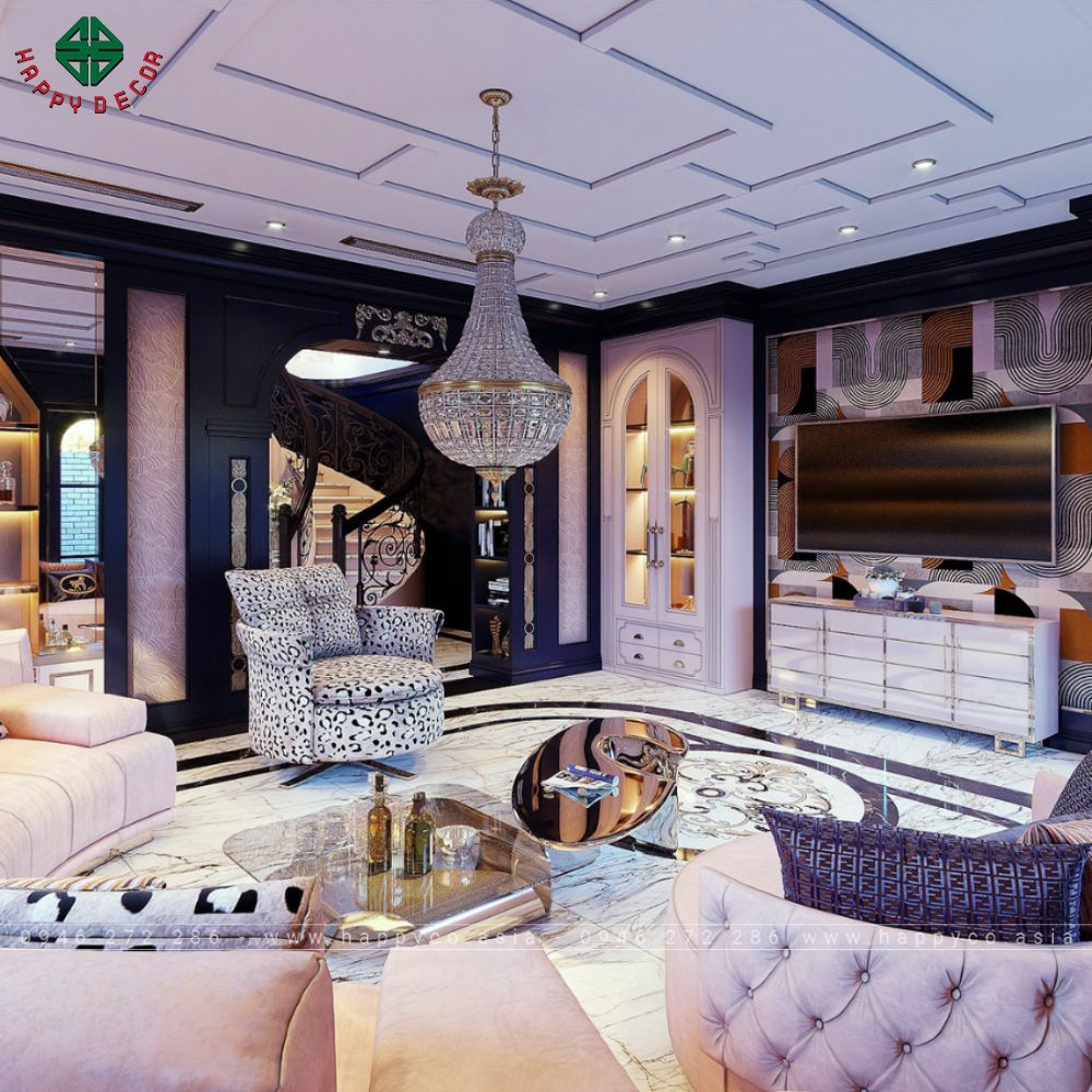 Tủ trưng bày cổ điển phối hợp với màu hiện đại