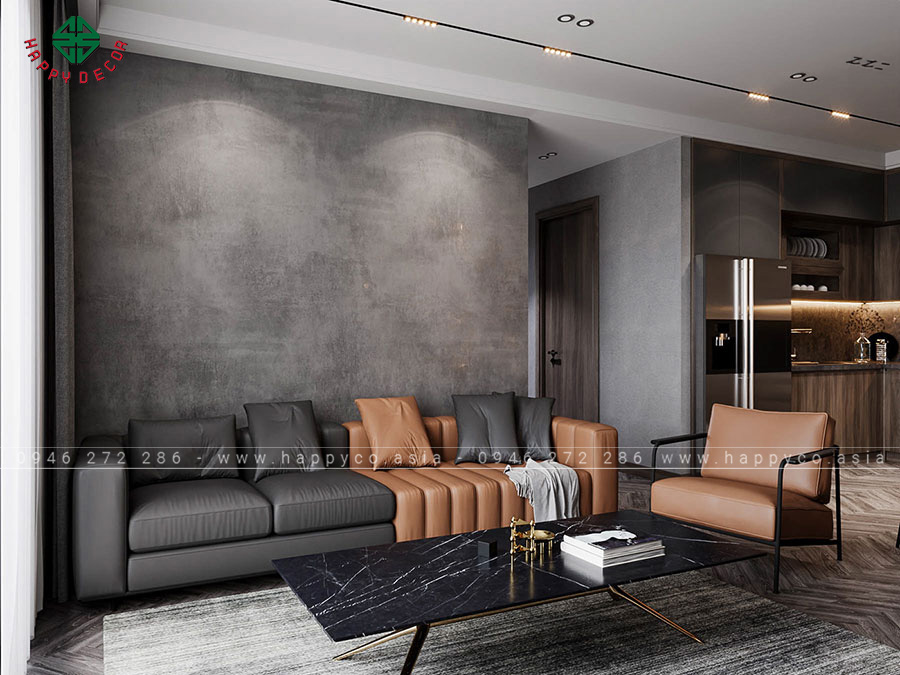 Một phòng khách hiện đại với tông màu trung tính xen lẫn các màu sắc khác sẽ trở thành điểm nhấn bắt mắt