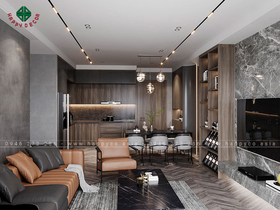 Phòng khách được trang bị đầy đủ tiện nghi và bố trí khoa học