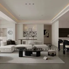 Thiết kế - Thi công nội thất biệt thự tone trắng đen