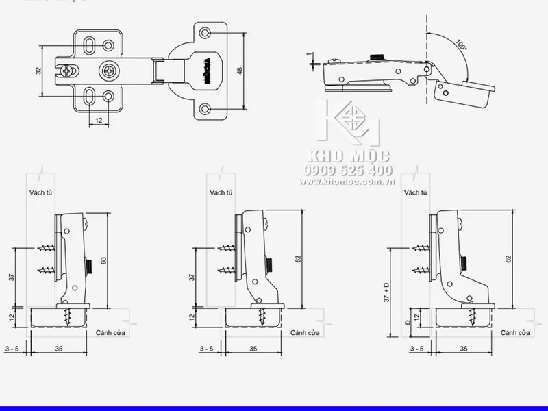 Bản Lề Giảm Chấn 01238 VICKINI ( Bịch 2 cái )