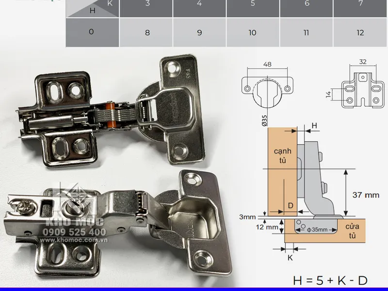 Bản Lề Giảm Chấn 01238 VICKINI ( Bịch 2 cái )