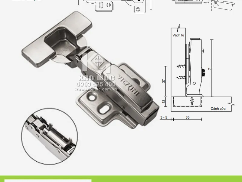 Bản Lề VICKINI 01409 THÁO LẮP NHANH - CÓ GIẢM CHẤN
