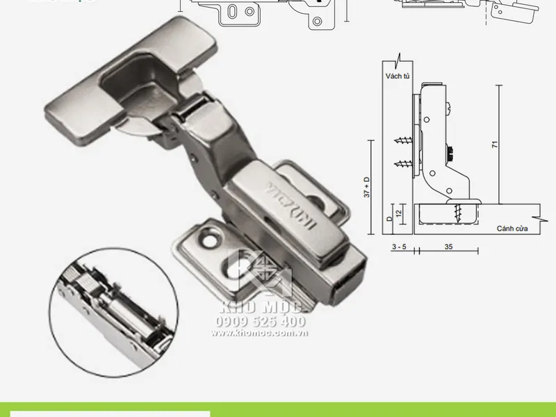 Bản Lề VICKINI 01409 THÁO LẮP NHANH - CÓ GIẢM CHẤN