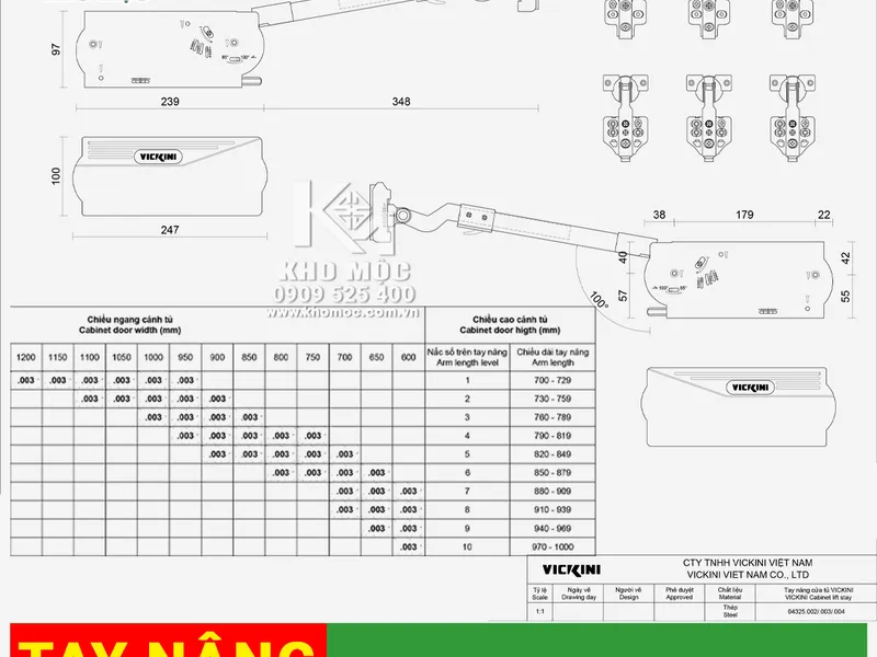 Tay nâng cửa tủ VICKINI 04325 GRPR